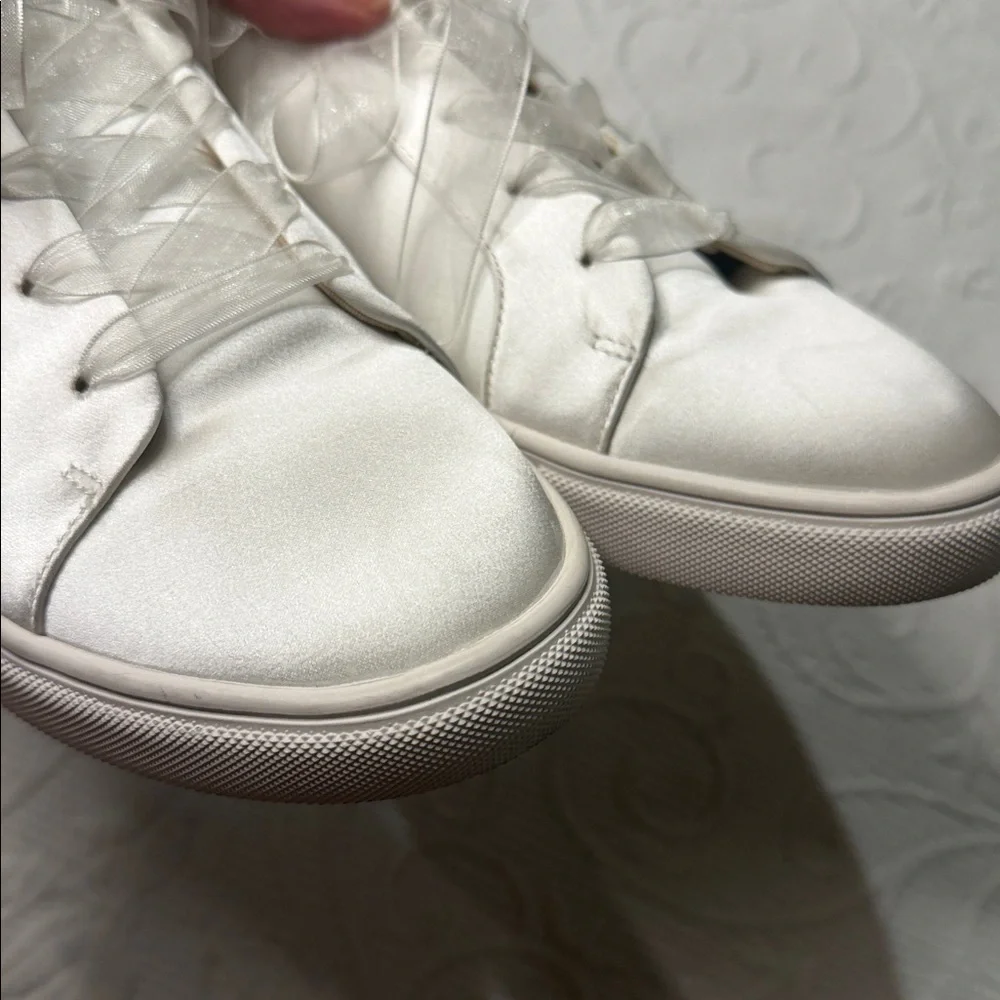 Betsey Johnson Cibil “Bride” Sneakers. Bling.  Size 8. Satin Ribbon lace.